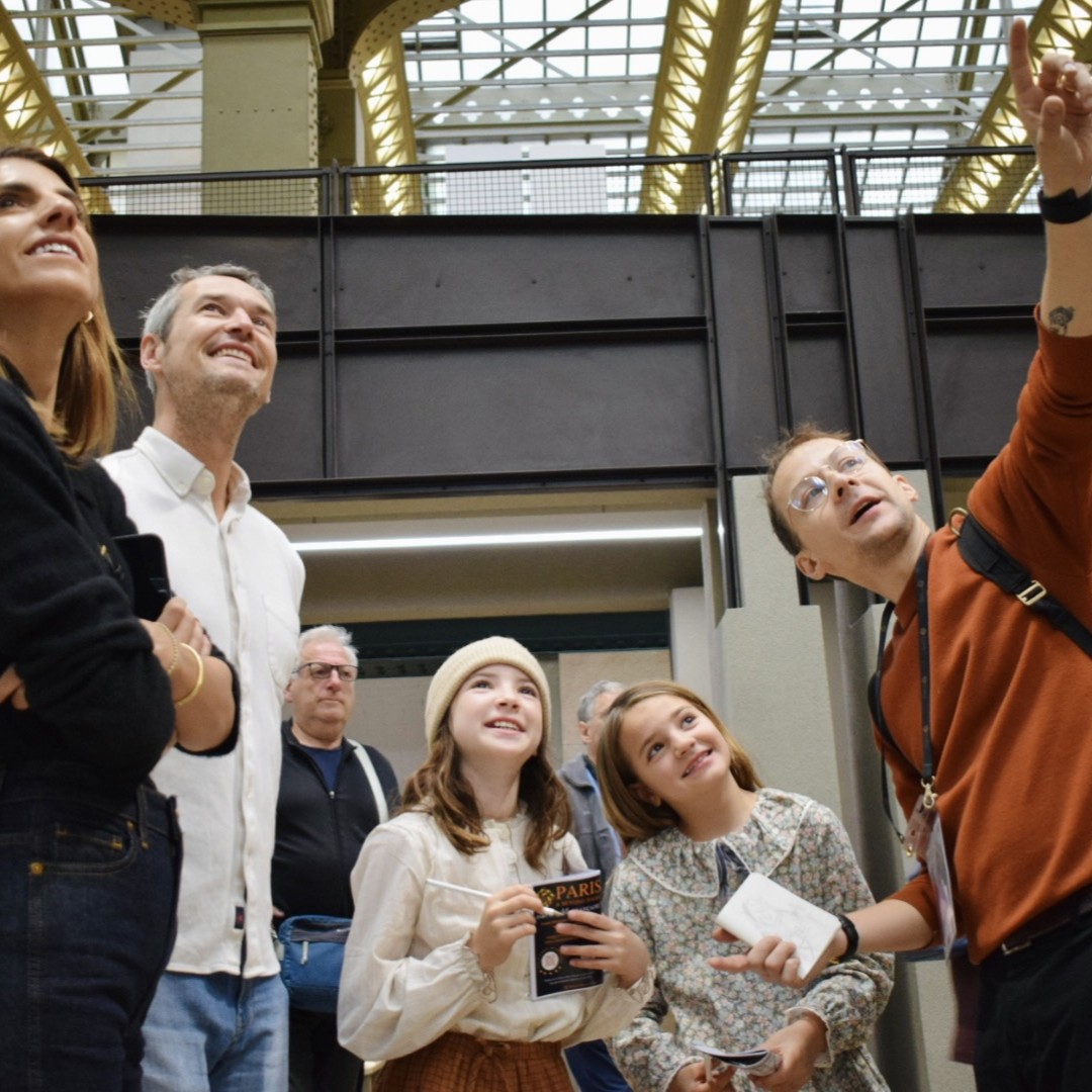 children having fun at the orsay museum doing the activity